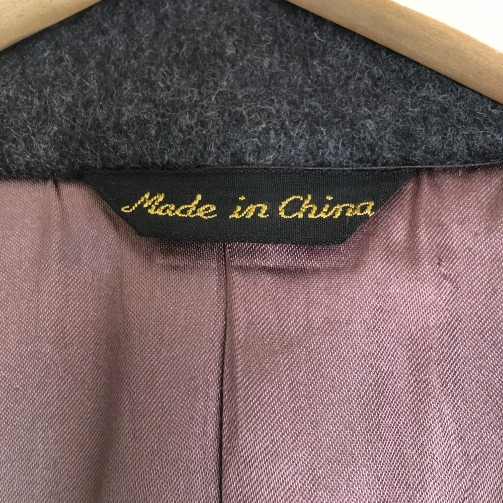 Mens Gray Cashmere Wool Blend Long Overcoat Single Breasted Size 44L